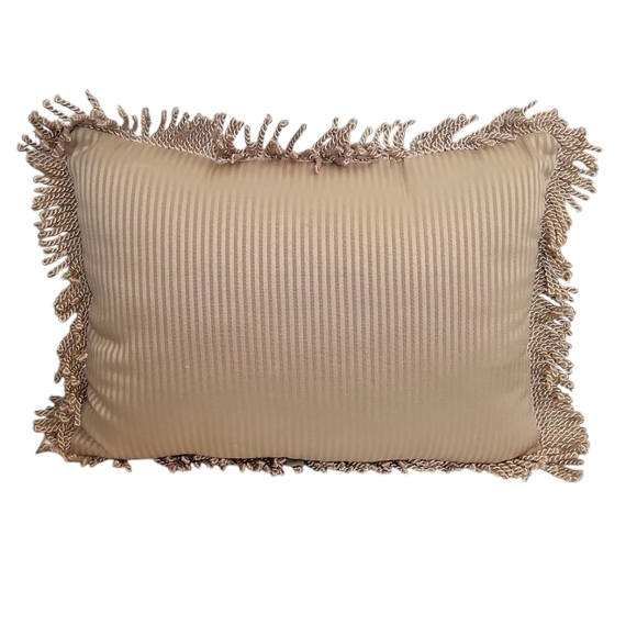 Gold Floral Paisley Transitional Decorative Throw Pillow Fringe - Picture 3 of 3